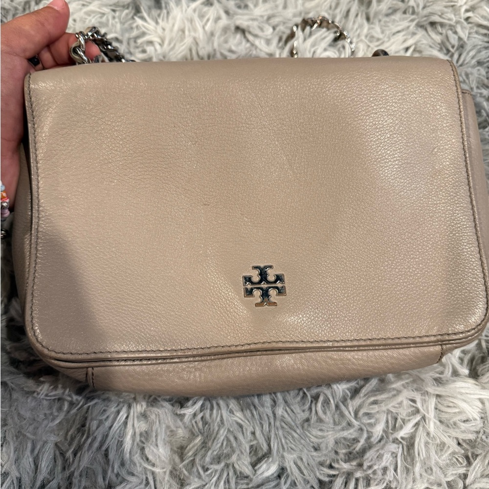 Tory Burch Beige Leather Crossbody Bag